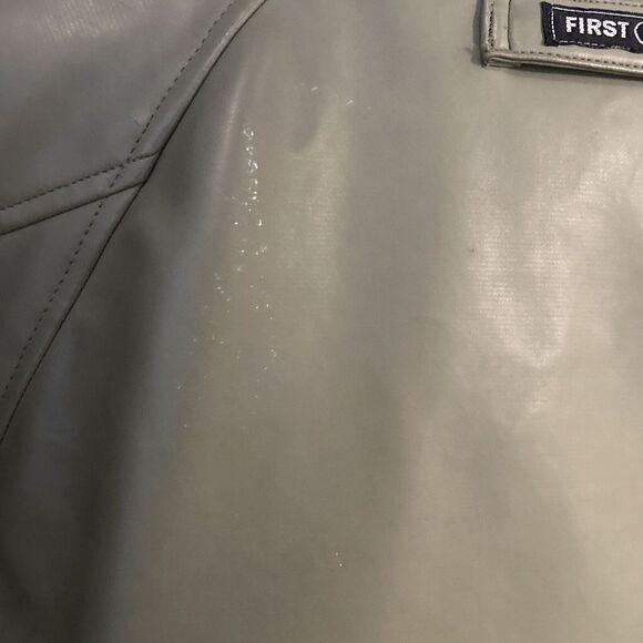 FIRST DOWN PVC Casting Leather Snow Jacket Size XL Rare Vintage Green - Picture 10 of 11